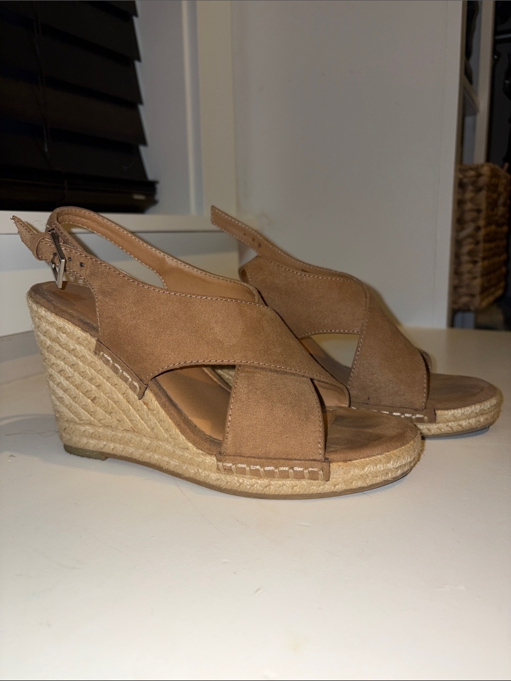 Apt. 9 Tan Suede Espadrille Wedge Sandals